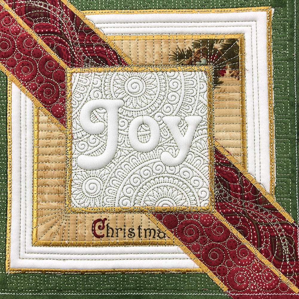 Joy Christmas Block Longarm Quilting Design Stitched Detail | SDQL0249 Stitch Delight
