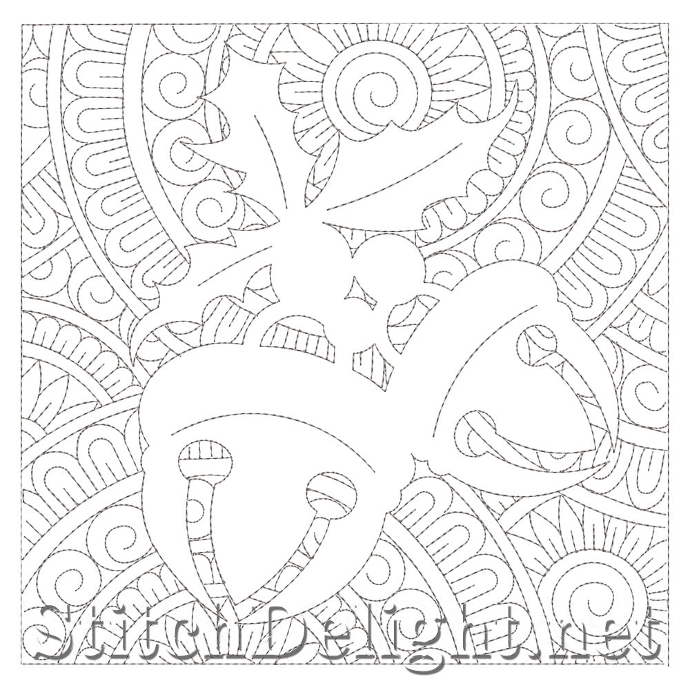 Mistletoe Christmas Block Continuous-Line Longarm Quilting Diagram | SDQL0250 Stitch Delight
