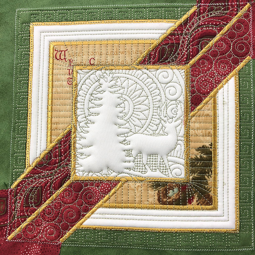 Tree Christmas Block Longarm Quilting Design Stitched Detail | SDQL0252 Stitch Delight