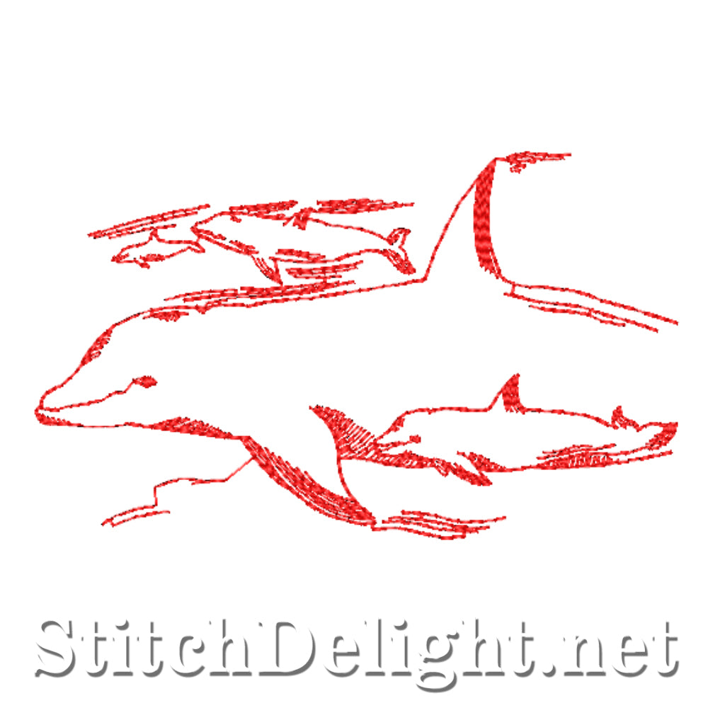 SDS4346 Redwork Dolphin
