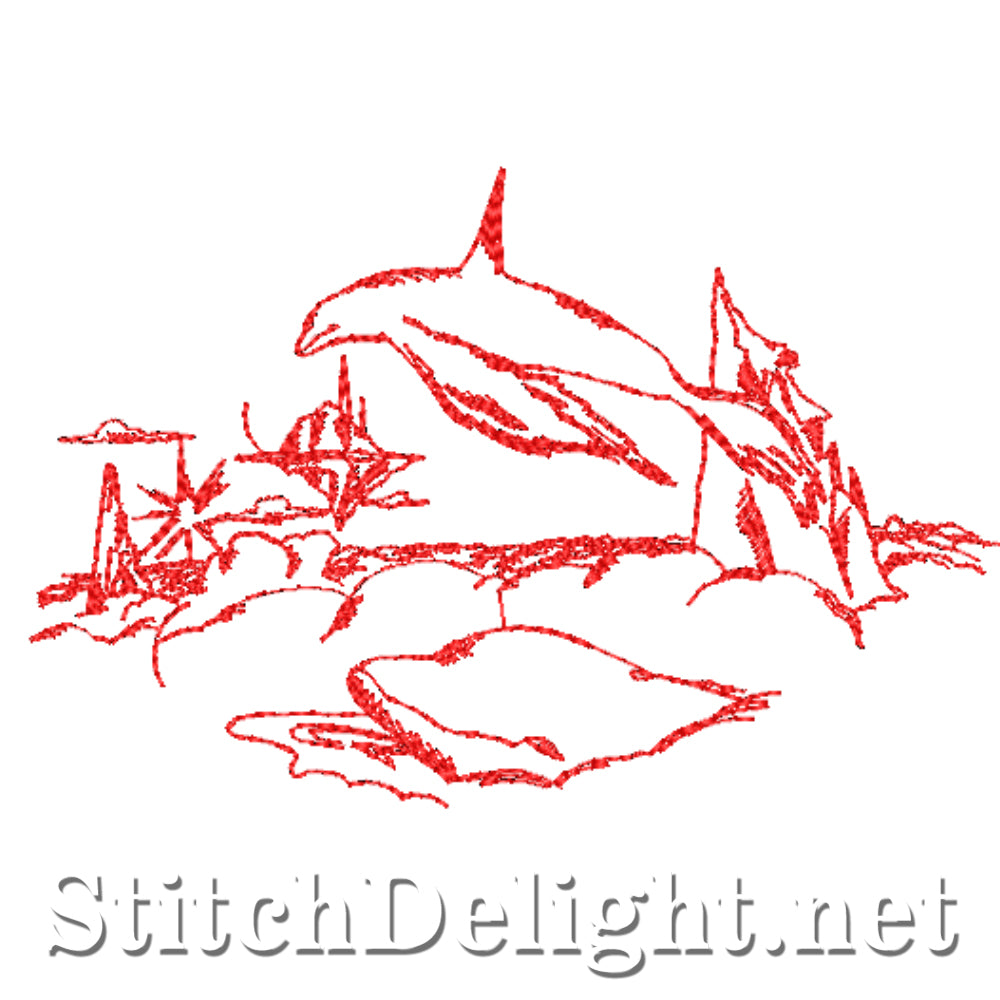 SDS4346 Redwork Dolphin