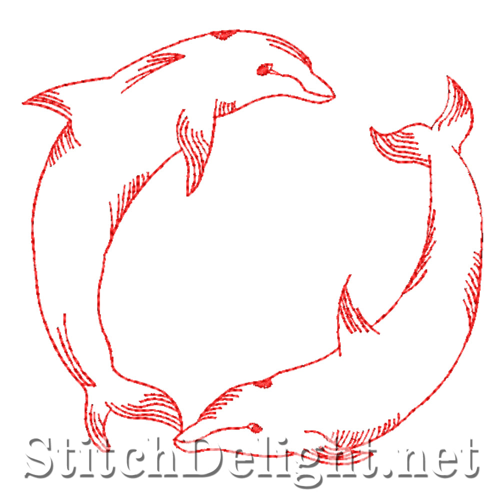 SDS4346 Redwork Dolphin