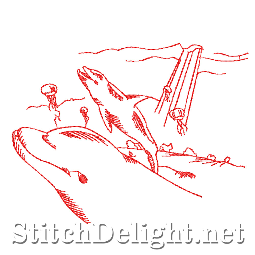 SDS4346 Redwork Dolphin