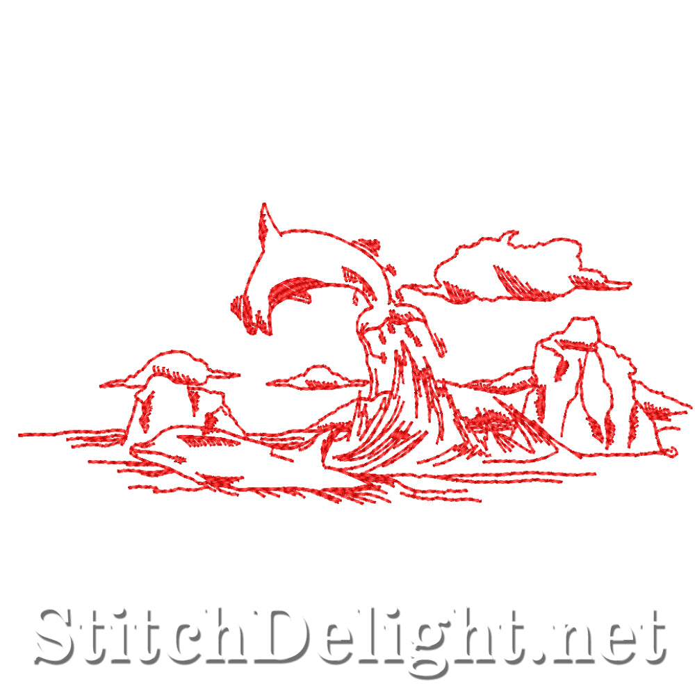 SDS4346 Redwork Dolphin