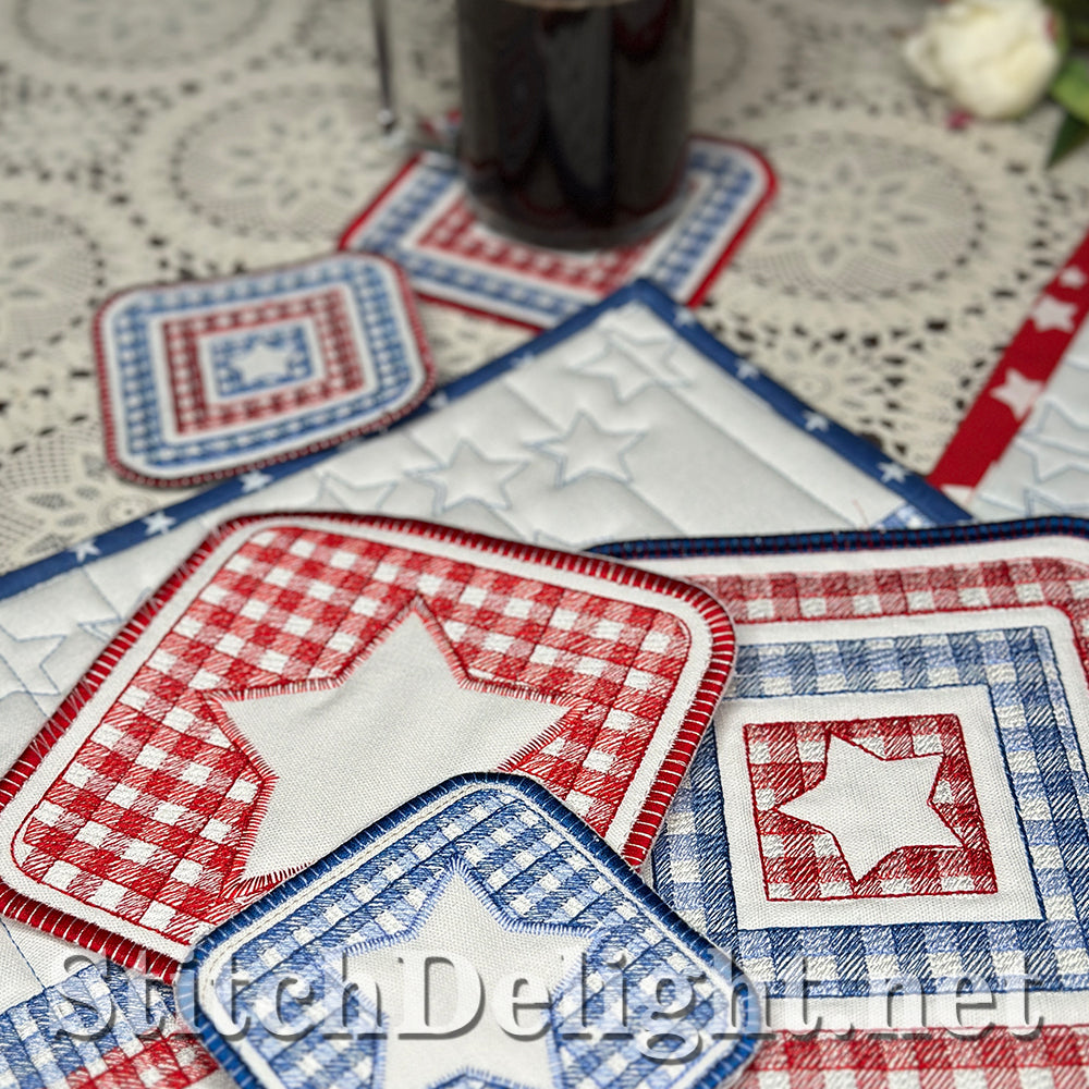 SDS4482 ITH Gingham Coasters