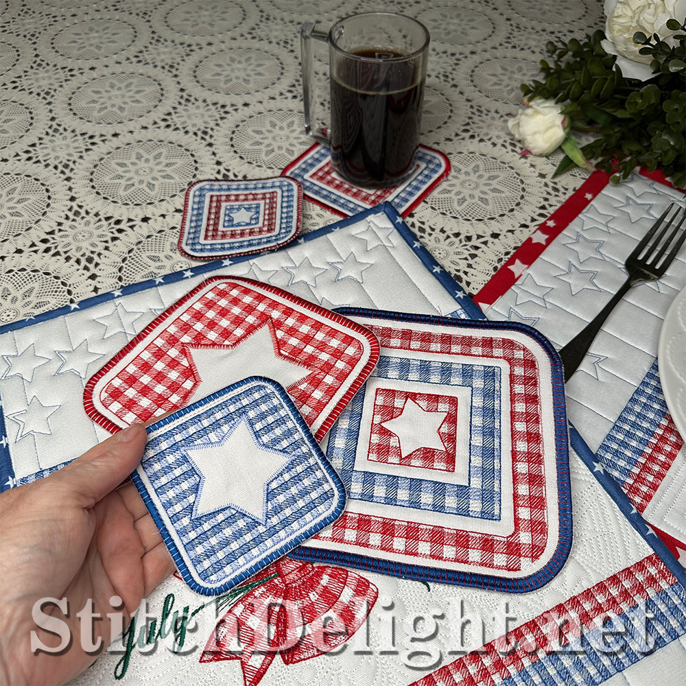 SDS4482 ITH Gingham Coasters