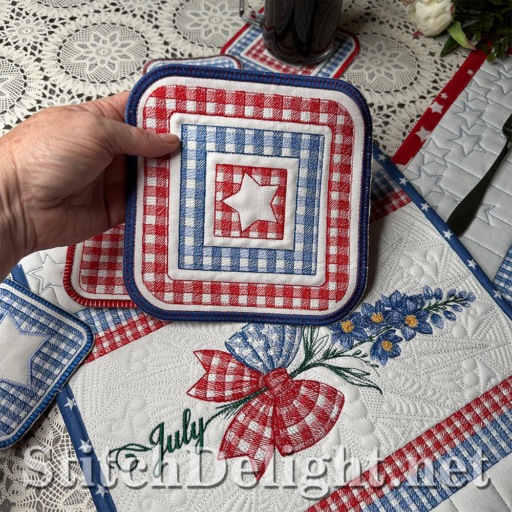 SDS4482 ITH Gingham Coasters