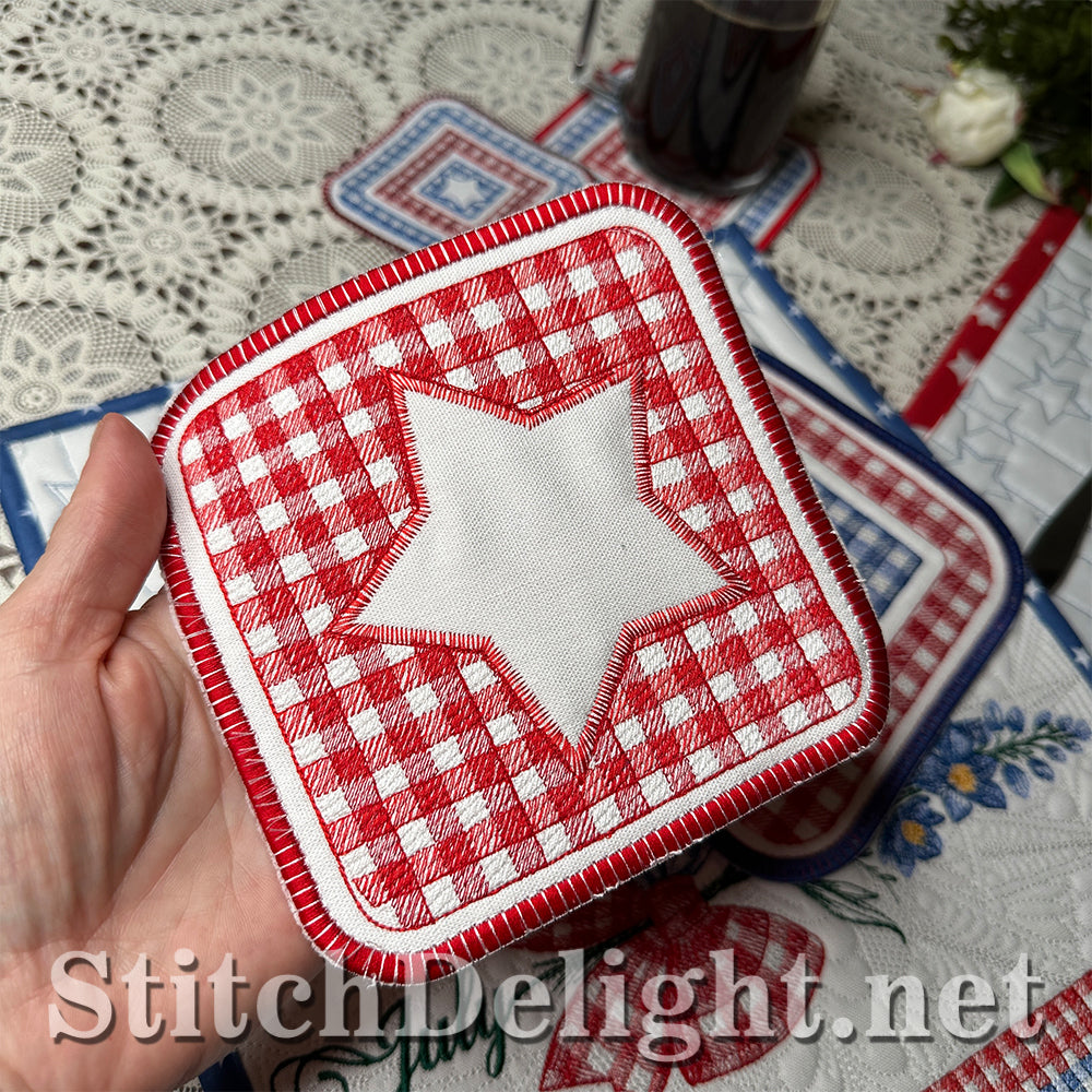 SDS4482 ITH Gingham Coasters