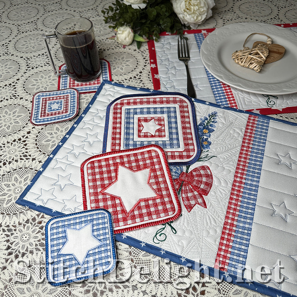 SDS4482 ITH Gingham Coasters