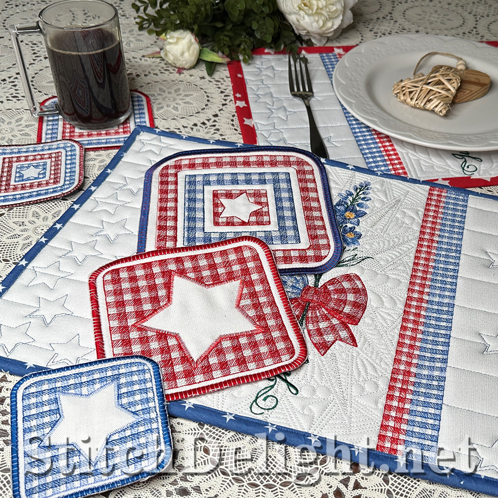 SDS4482 ITH Gingham Coasters