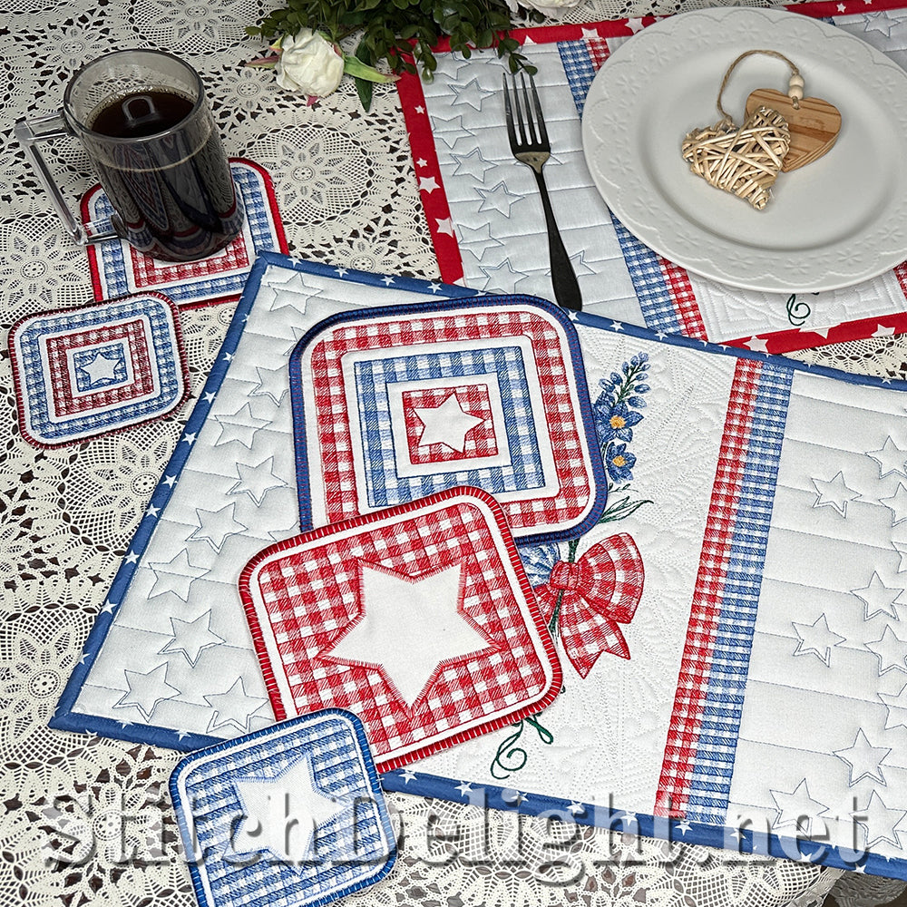 SDS4482 ITH Gingham Coasters