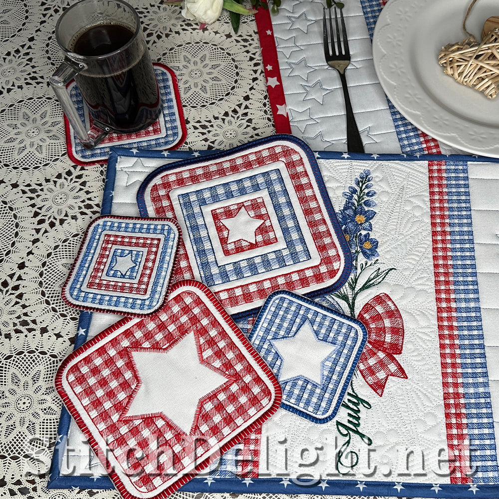 SDS4482 ITH Gingham Coasters
