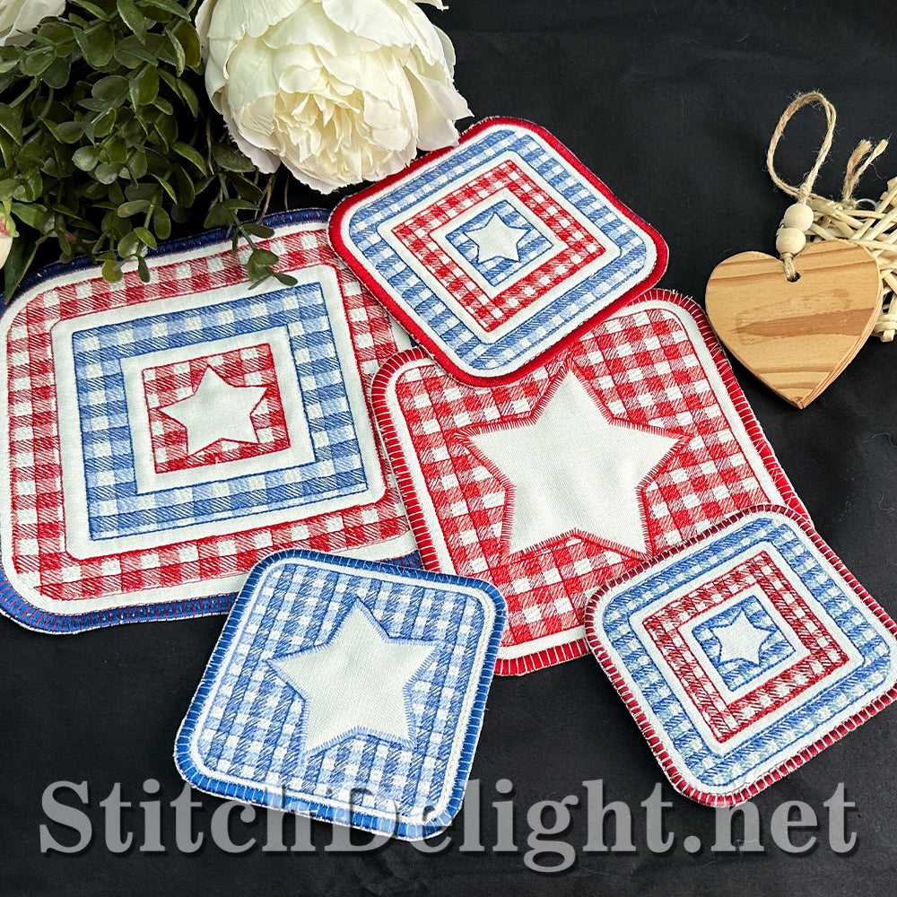 SDS4482 ITH Gingham Coasters