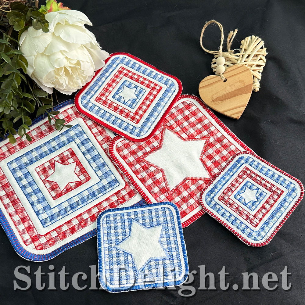 SDS4482 ITH Gingham Coasters
