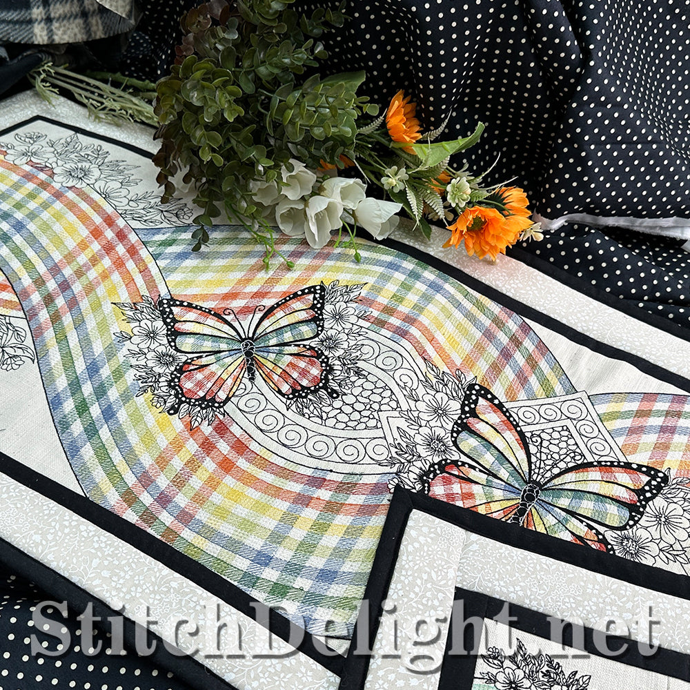 SDS4489 Gingham Butterfly Runner