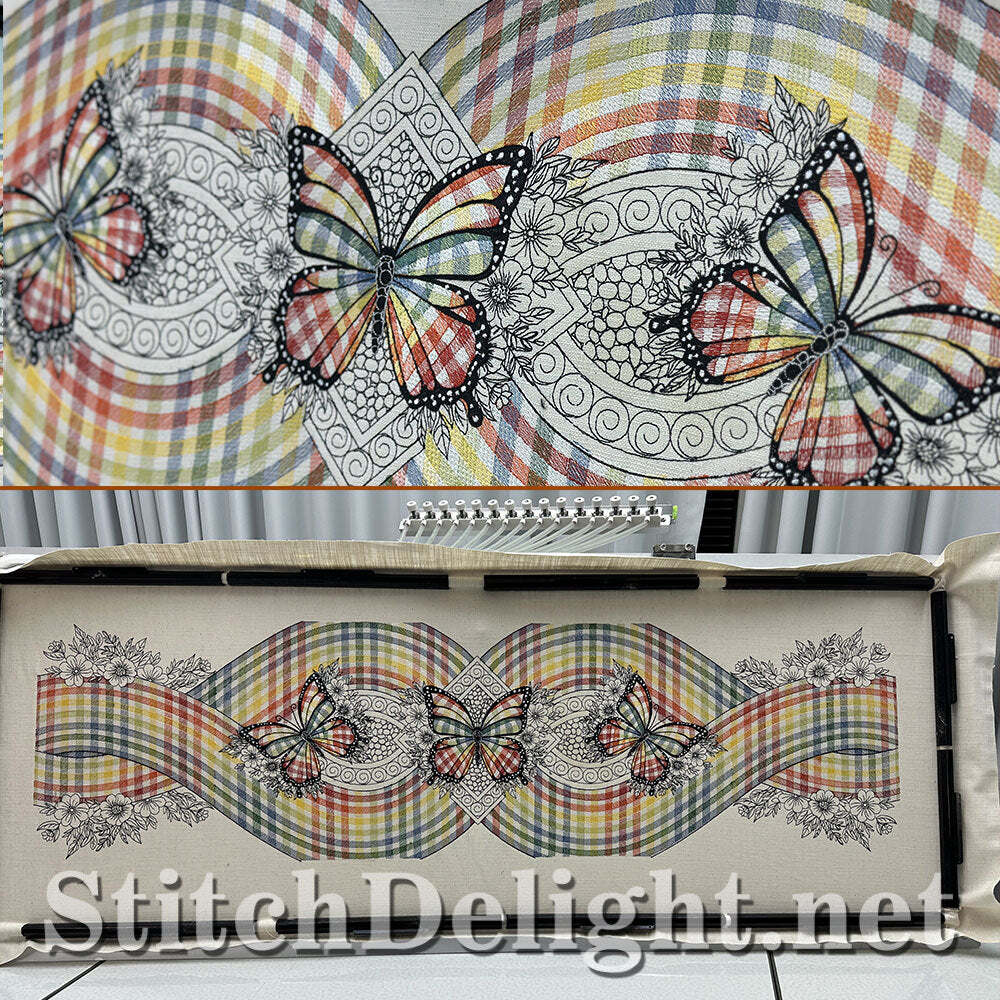SDS4497 WH Gingham Butterfly Runner