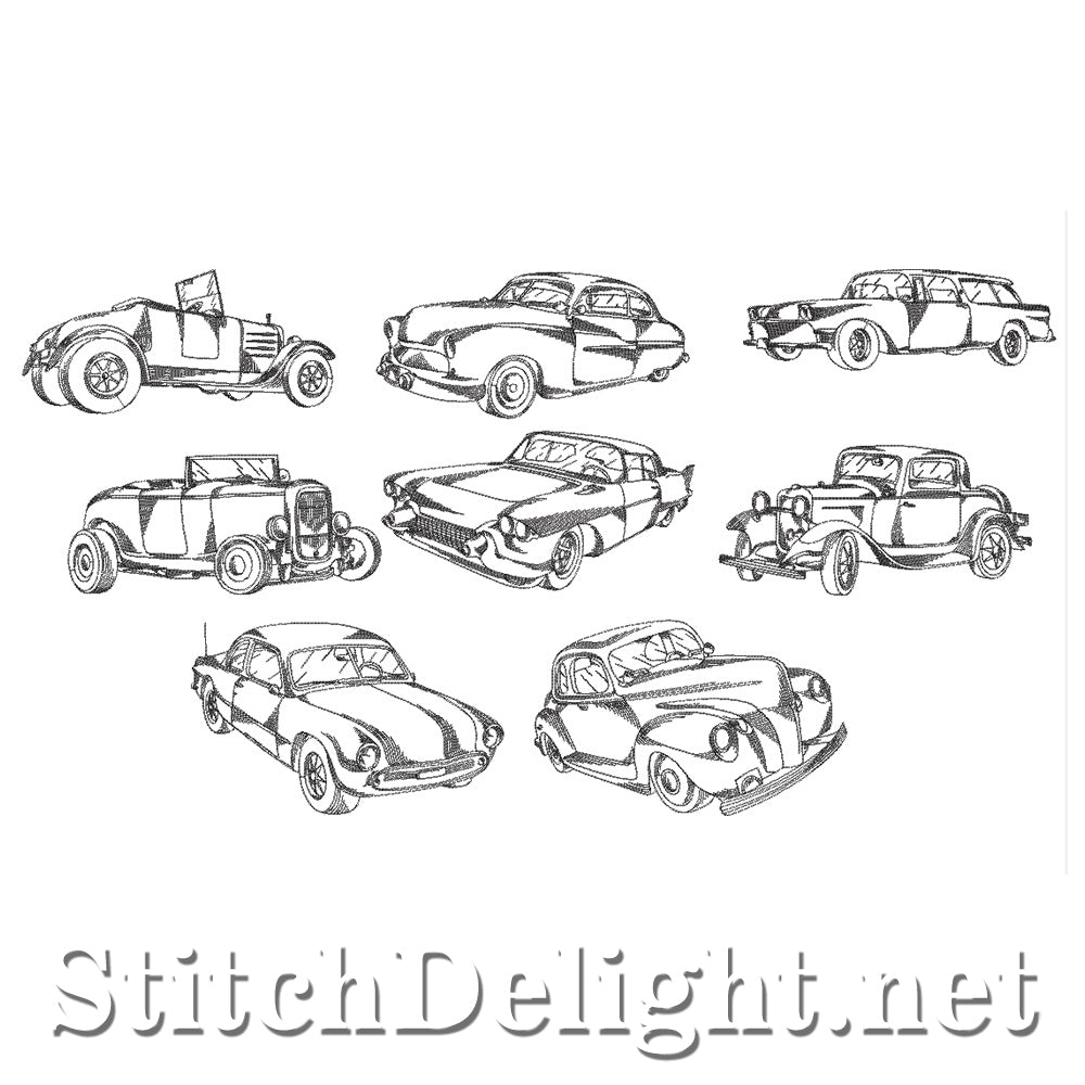 SDS4337 Vintage Redwork Cars