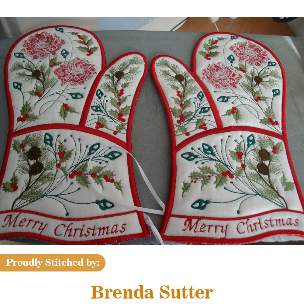 SD0888 Christmas Rose Oven Gloves