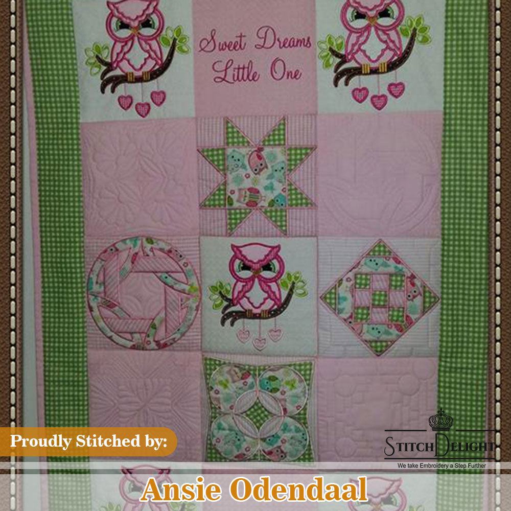 SDS1195 Applique Owl Quilt Set