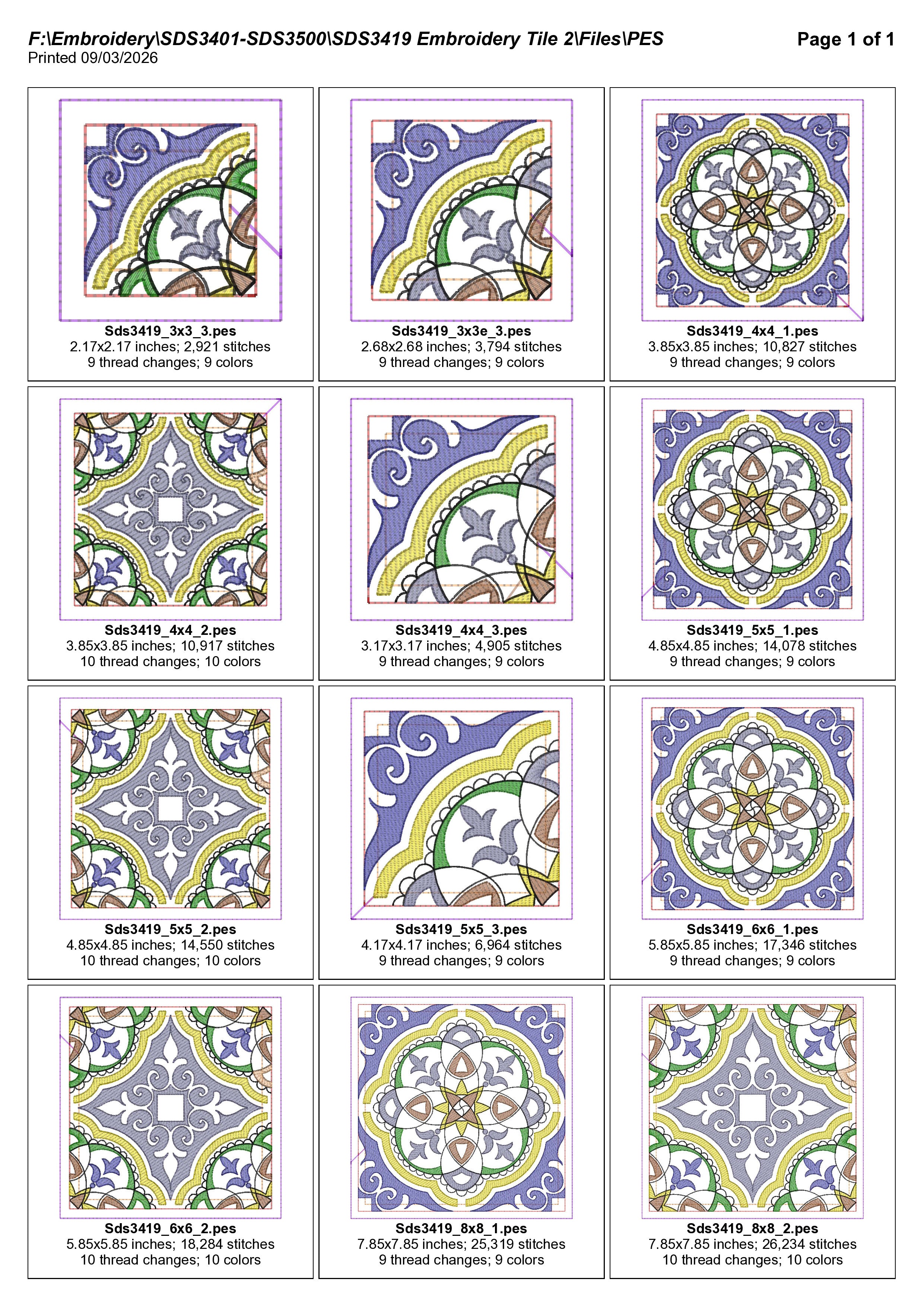 SDS3419 Embroidery Tile 2