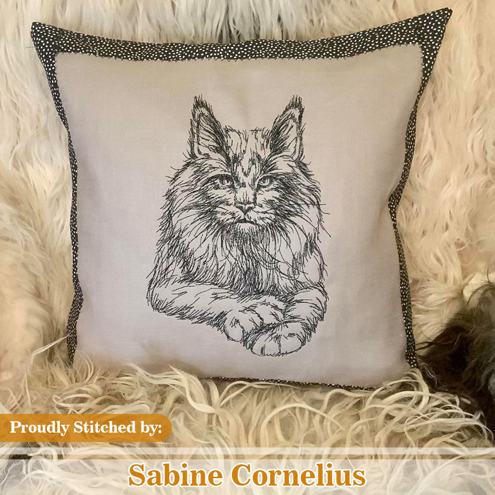 SDS4225 Pencil Sketch Maine Coon Cat