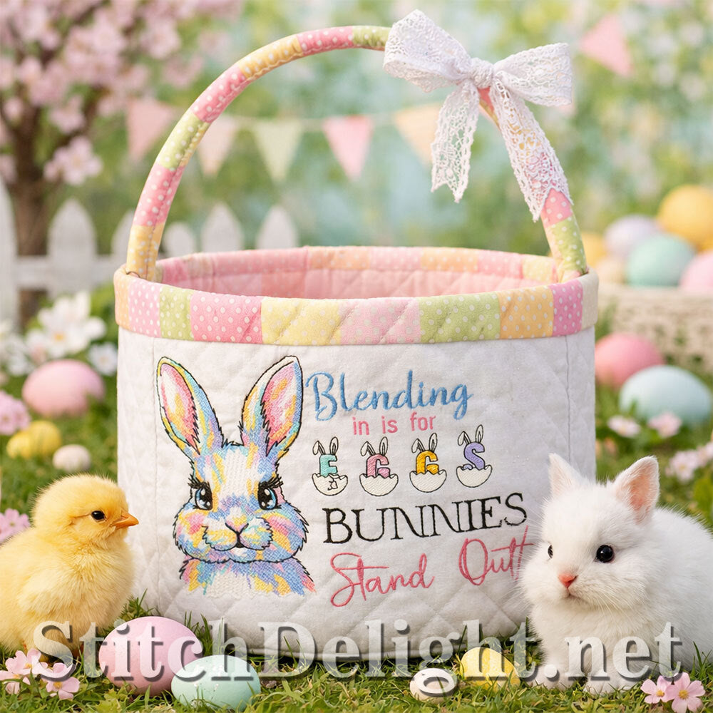 Blending In Is For Eggs Bunny Embroidery Design – Easter Rabbit – 5x7 7x10 8x12