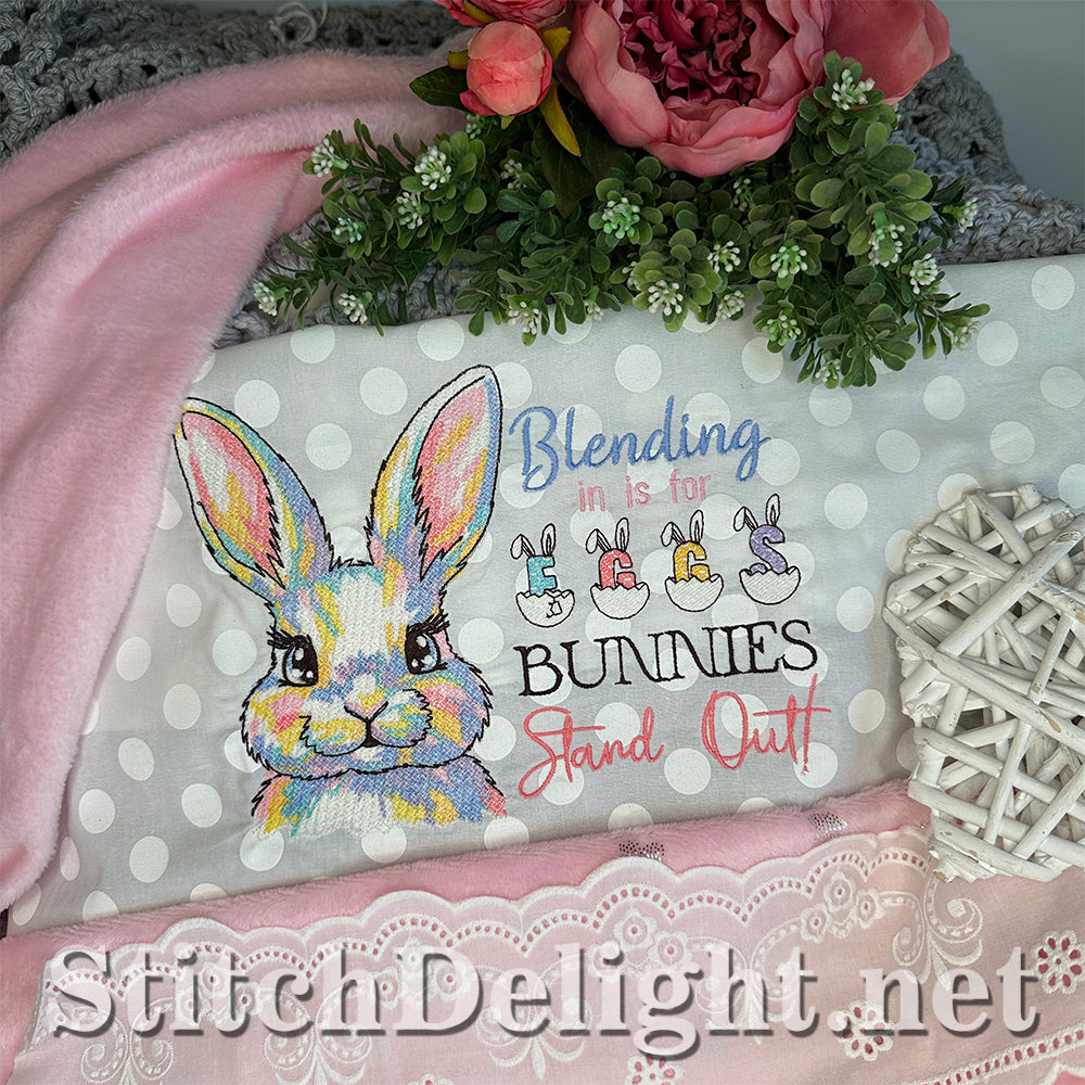 Blending In Is For Eggs Bunny Embroidery Design – Easter Rabbit – 5x7 7x10 8x12