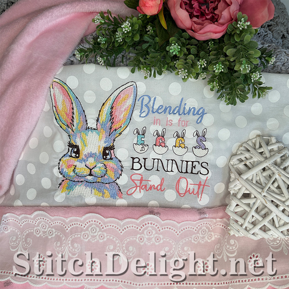 Blending In Is For Eggs Bunny Embroidery Design – Easter Rabbit – 5x7 7x10 8x12