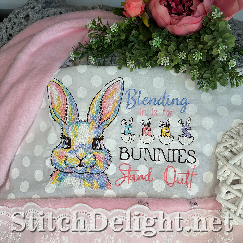 Blending In Is For Eggs Bunny Embroidery Design – Easter Rabbit – 5x7 7x10 8x12