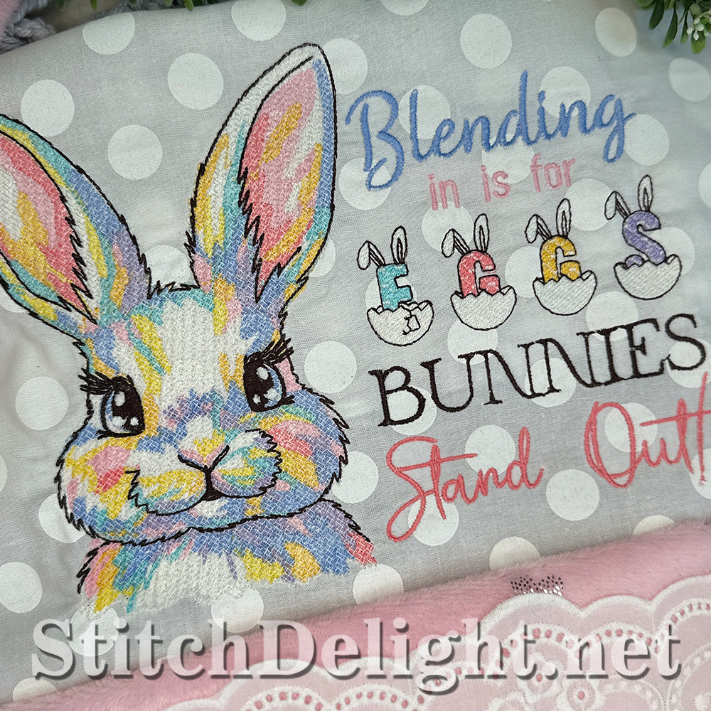 Blending In Is For Eggs Bunny Embroidery Design – Easter Rabbit – 5x7 7x10 8x12