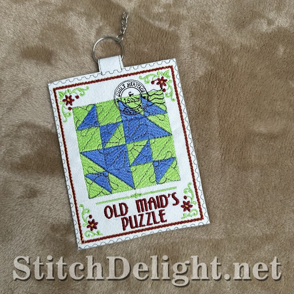 Old Maid's Puzzle quilt stamp embroidery design