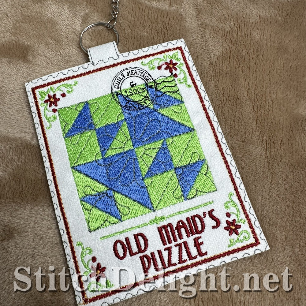Old Maid's Puzzle quilt stamp embroidery design