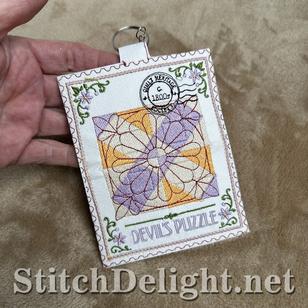 Devil's Puzzle quilt stamp embroidery design