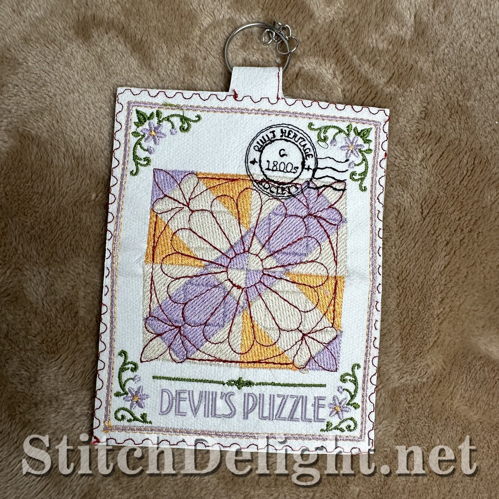 Devil's Puzzle quilt stamp embroidery design