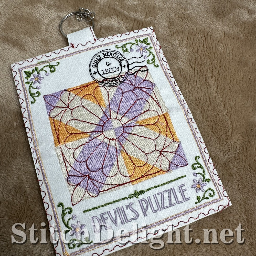 Devil's Puzzle quilt stamp embroidery design
