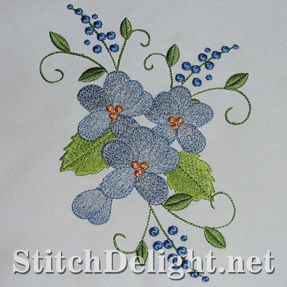 Blue spring flower single design done in the 5x7 hoop - elegant for towels