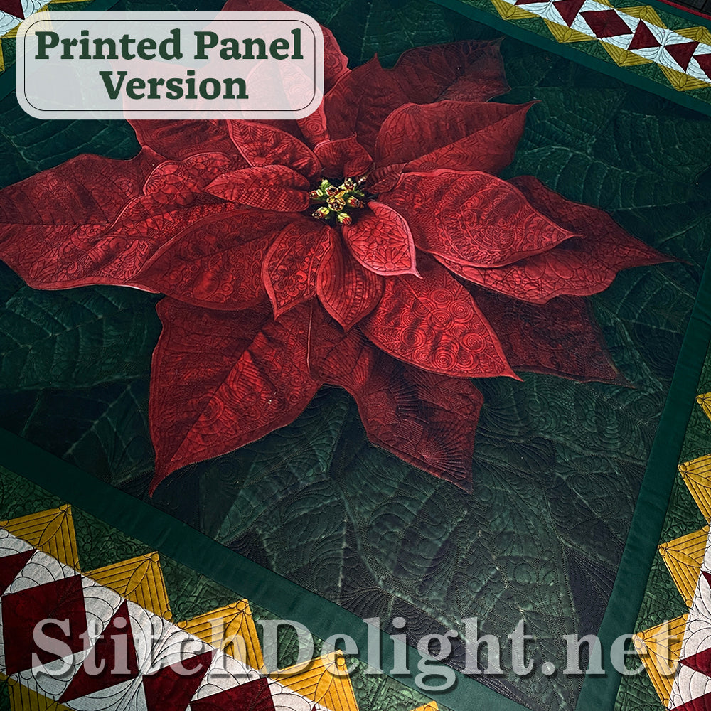 Hoffman Holiday Poinsettia Panel Design