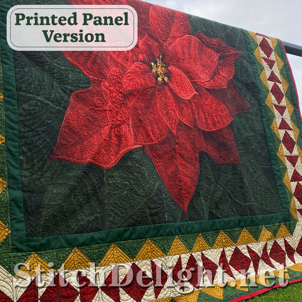 Hoffman Holiday Poinsettia Panel Design