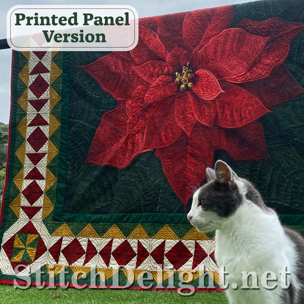 Hoffman Holiday Poinsettia Panel Design