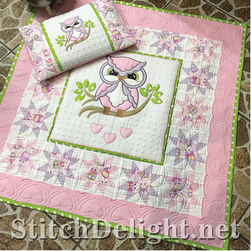 SDS1195 Applique Owl Quilt Set