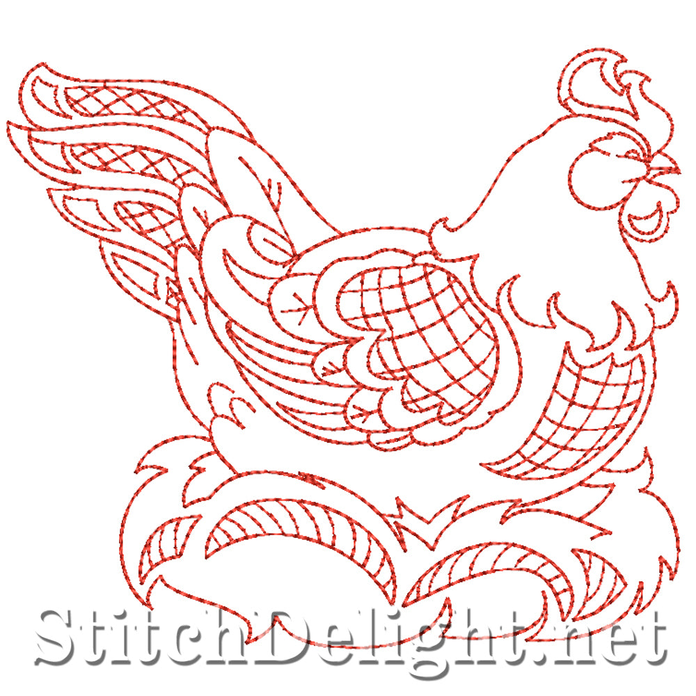 SD0538 Redwork Chickens