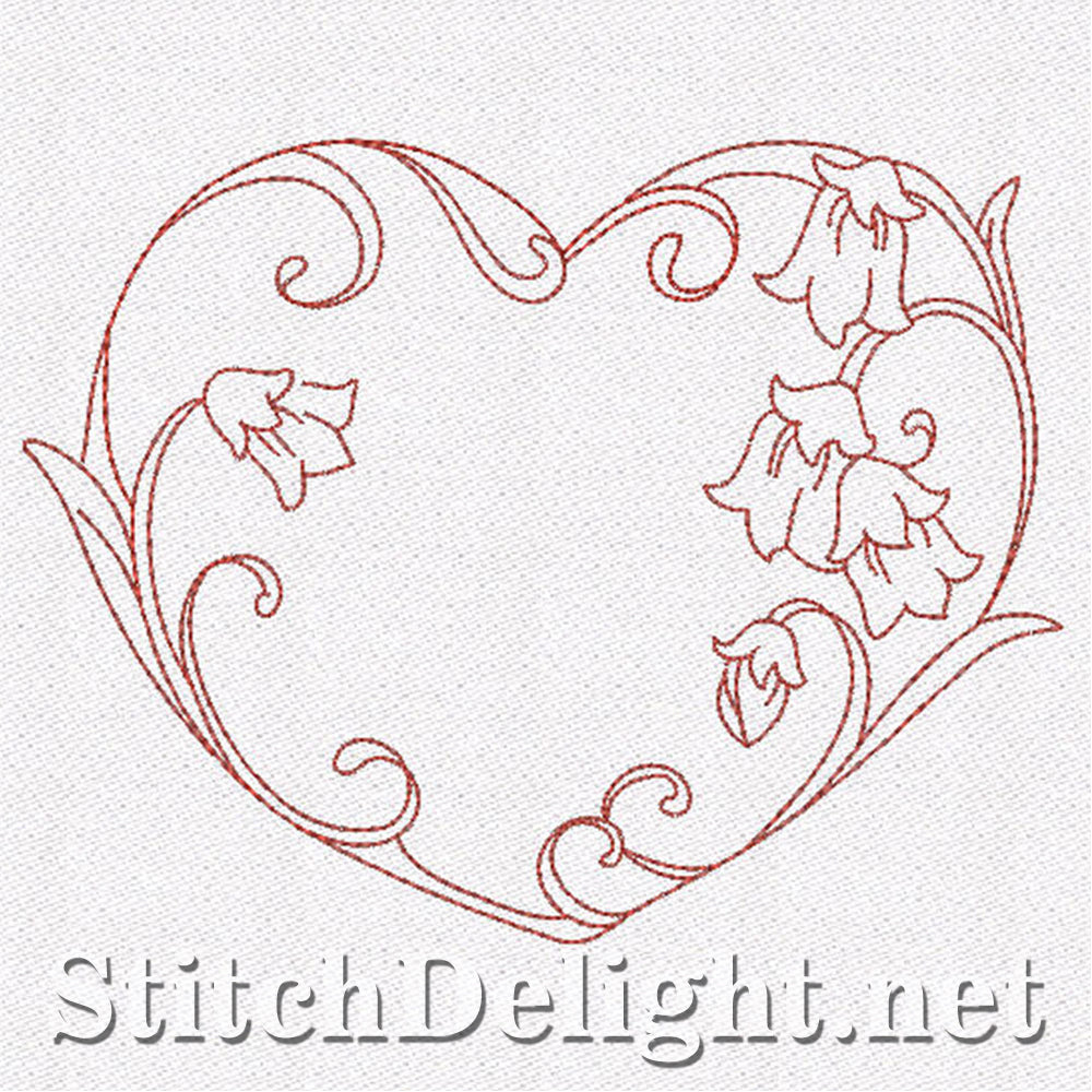SD0665 Floral Redwork Hearts