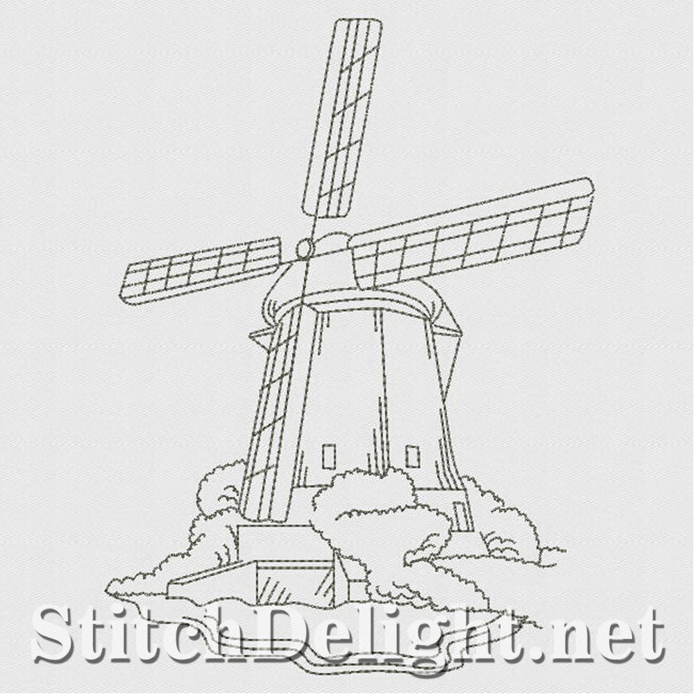SD1187 Windmills and Lighthouses Redwork