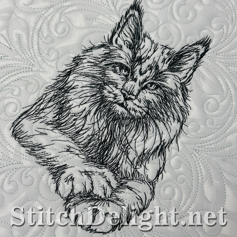 SDS4225 Pencil Sketch Maine Coon Cat