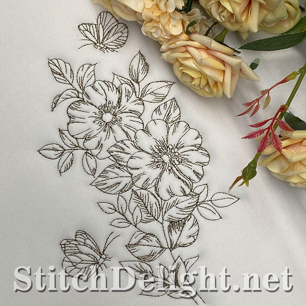 SDS5434 Pencil Sketch Flowers