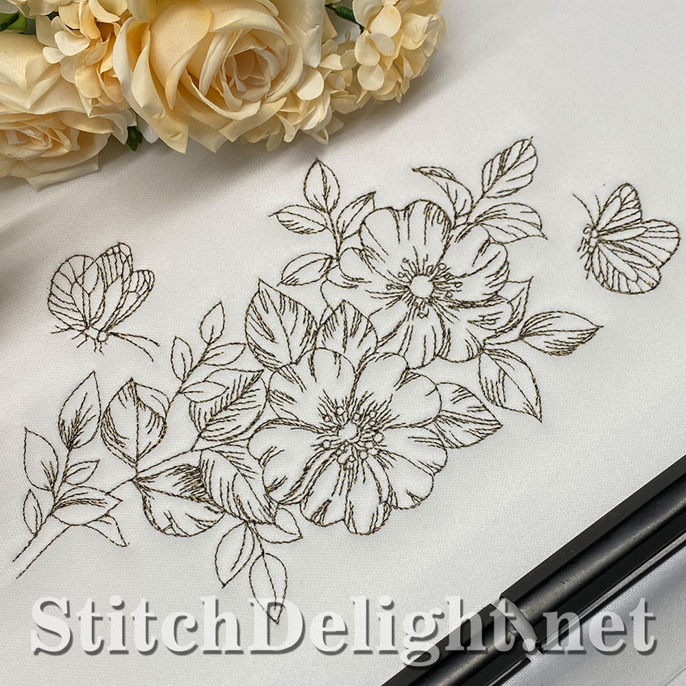 SDS5434 Pencil Sketch Flowers