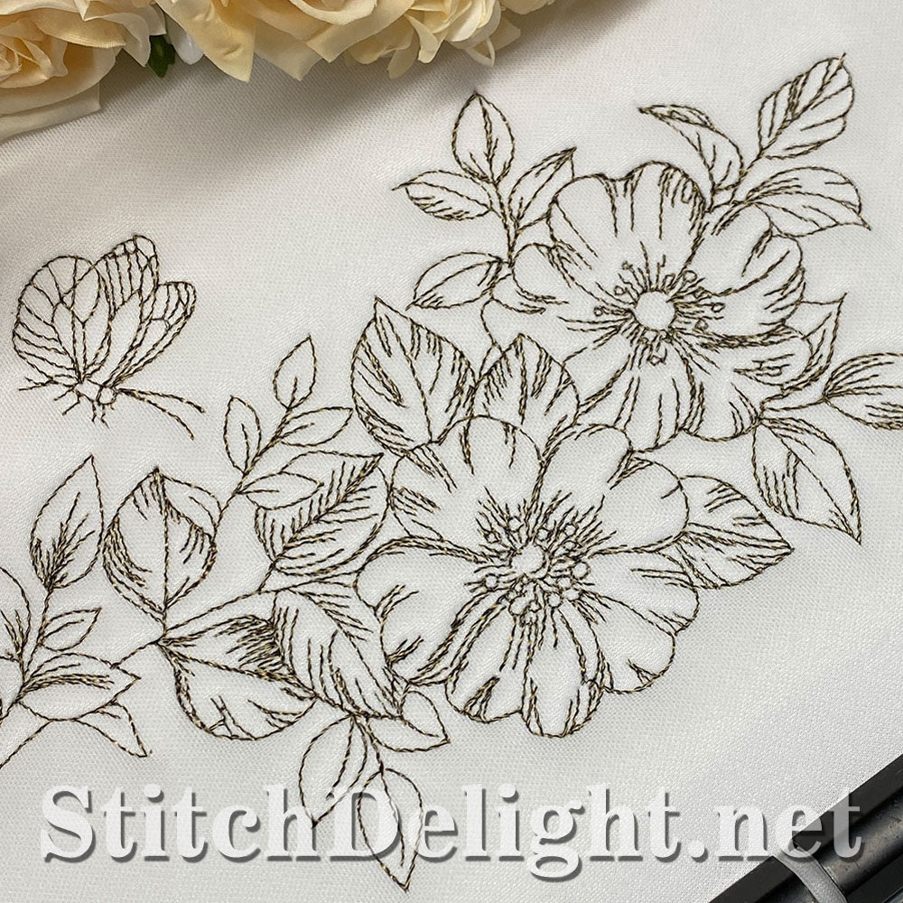 SDS5434 Pencil Sketch Flowers