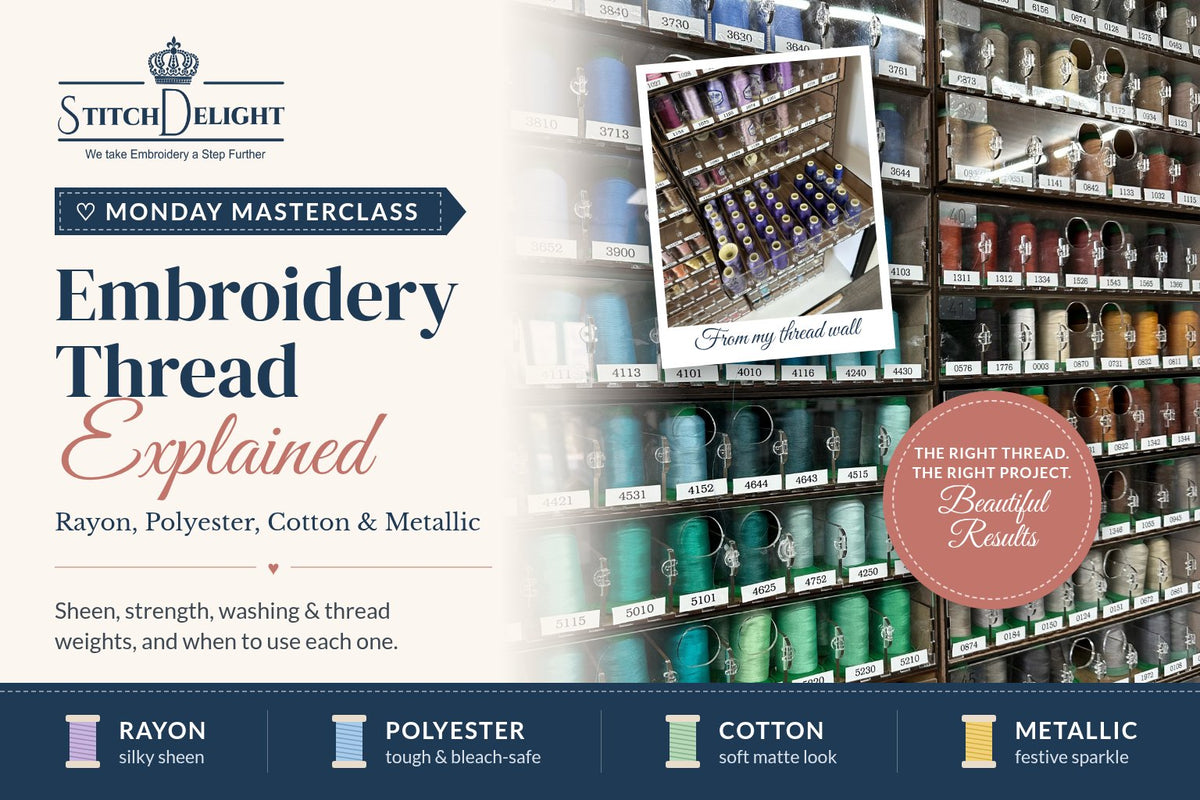 Embroidery Thread Explained: Rayon, Polyester, Cotton & Metallic