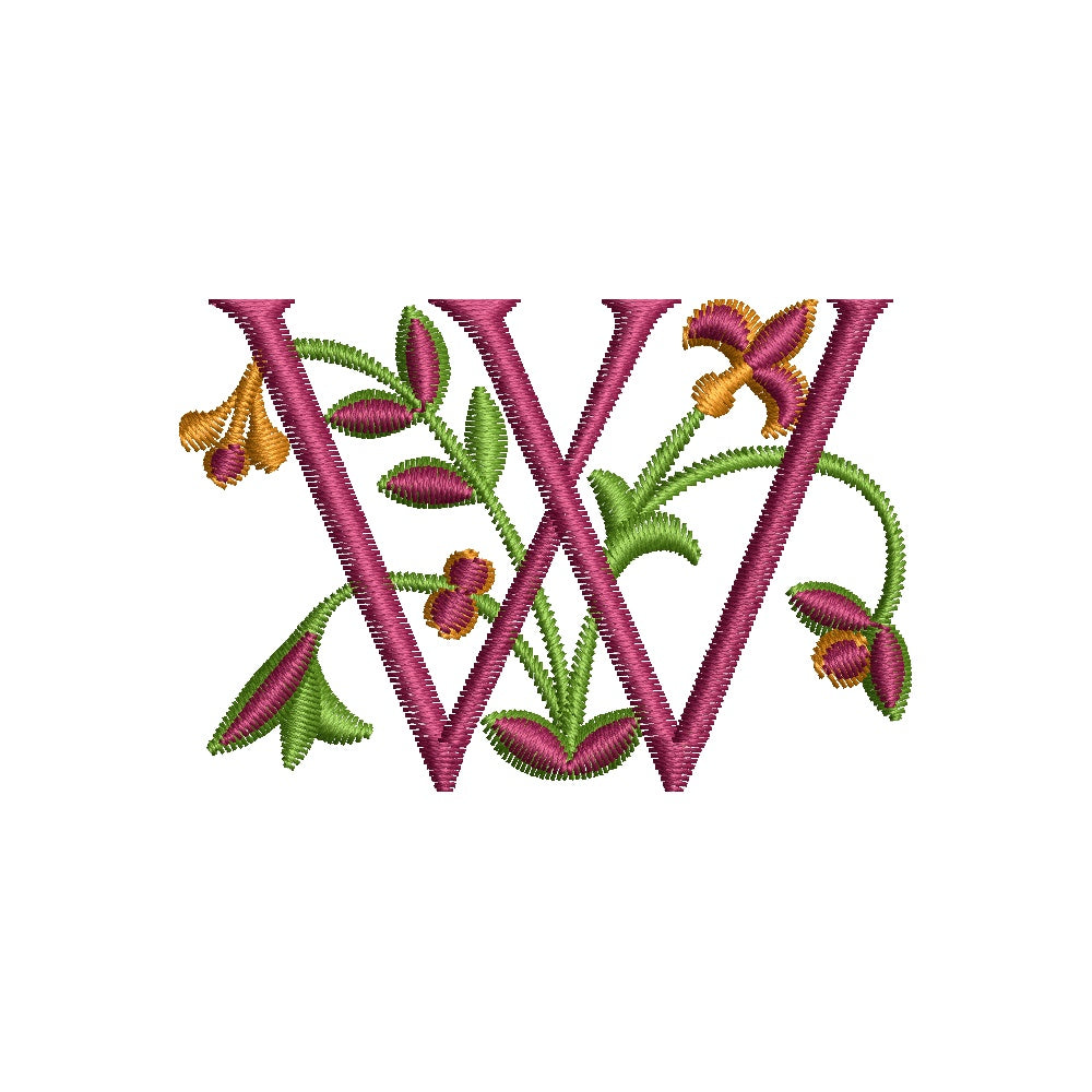 Monogram Letter W Machine Embroidery Font 4x4 Hoop | AE043 Stitch Delight
