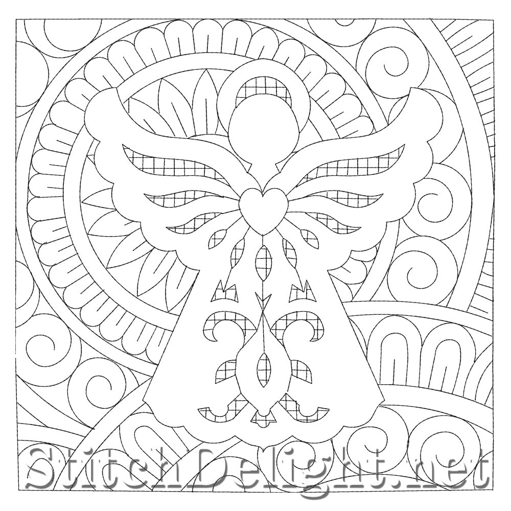 Angel Christmas Block Continuous-Line Longarm Quilting Diagram | SDQL0248 Stitch Delight